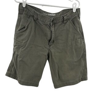 Carhartt army Green Flat Front Shorts Relaxed Fit 34 casual outdoor cotton blend